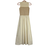 In The Beginning Cream/Tan Striped Maxi Dress - Size S (See Notes)