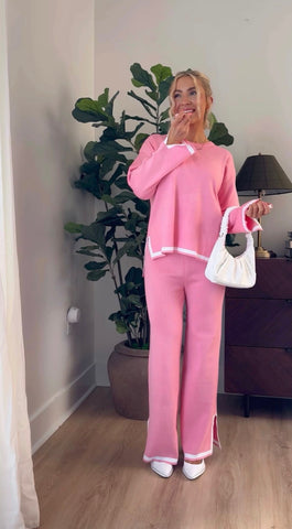 No Brand (Amazon) Pink Two Piece Knit Lounge Set- Size ~S (see notes)