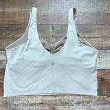 Lululemon White Cinched Front Built in Shelf Bra Cropped Tank- Size 12
