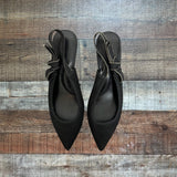 White House Black Market Black Canvas Slingback Heels- Size 9 (sold out online)
