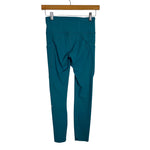 Lululemon Teal with Side Pockets Raw Hem Exposed Seams Leggings - Size 4 (Inseam 24.5”)