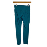 Lululemon Teal with Side Pockets Raw Hem Exposed Seams Leggings - Size 4 (Inseam 24.5”)