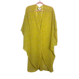 Monki Sheer Yellow Printed Button Front Kimono- One Size (see notes)