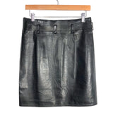 Pre-owned Authentic Gucci Black Leather Wrap Mini Skirt- Size 40
