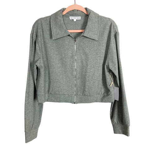 All the Ways Grey Cropped Jacket NWT- Size S