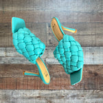 Marc Fisher Turquoise Dakina Quilted Leather Heels- Size 9.5
