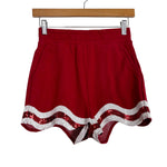Queen of Sparkles Red Sequin Trim Sweatpants Shorts- Size XS