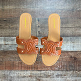 Lemonade Cognac Wifey Material Sandals NWOT - Size 9