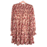 Entro Pink Floral Smocked Mock Neck Jaime Dress NWT- Size M