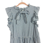 Mudpie Blue and White Striped Ruffle Back Tie Dress- Size S (see notes)