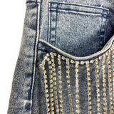 Altar'd State Light Wash Rhinestone Fringe Jean Shorts NWT- Size S (see notes)