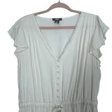 Paige Off White Scalloped Neckline Drawstring Waist Dress- Size XL
