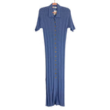 Free People Beach Blue Open Knit Button Up Side Slits Sweater Dress NWT- Size S (sold out online)