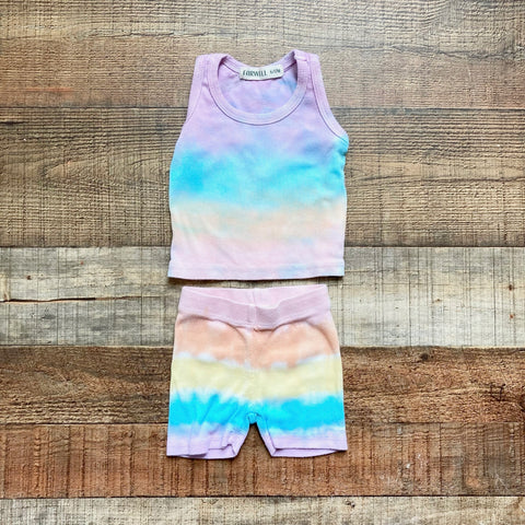 Fairwell Rainbow Tie Dye Ribbed Tank and Short Set- Size 6-12M (sold as a set)