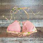 Aerie Pink/Orange/Green Printed Triangle Swim Top - Size L