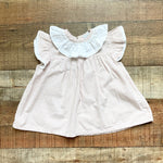 Pukatuka Blush/Beige Striped with White Ruffle Collar and Flutter Sleeves Top- Size 3Y