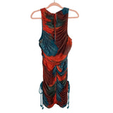 Andrea Iyamah Multi Color Kasi Mesh Cinched Side Tie Cutouts Mini Dress NWT- Size 12