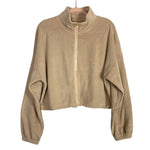 Grecerelle Tan Zippered Adjustable Waist Fleece Cropped Jacket NWT- Size S