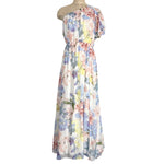 White Birch Floral One Shoulder Flutter Sleeve Slit Dress- Size L