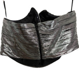 Retrofete Metallic Silver Pleated Strapless Crop Top- Size M (sold out online, we have matching skirt)