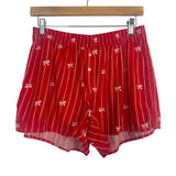Aerie Red White Stripes and Ribbon Printed Pajama Shorts- Size M