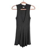 No Brand Grey Low Back Button Closure Romper- Size S