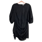 Rhode Black Draped Skirt with Side Ruffle and Puff Sleeves Pia Dress NWT- Size XL