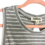 Listicle Heather Gray/White Striped Elastic Hem with Back Cut Out Cropped Tank- Size S (see notes)