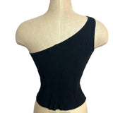 Lacausa Black Ribbed One Shoulder Top- Size XS