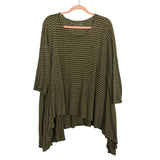 We the Free Olive and Navy Striped Flowy Asymmetrical Hem Top- Size XS/S