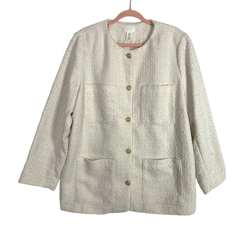 H&M Cream Tweed Jacket- Size XL (see notes)