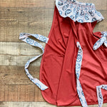 Sun House Children's Brick Red Smocked Ruffle Collar and Side Ties Cover Up- Size 3 (we have matching bathing suit)
