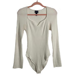 Scoop White Ribbed with Slit Sleeves Bodysuit- Size XL (sold out online)