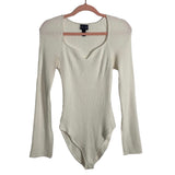 Scoop White Ribbed with Slit Sleeves Bodysuit- Size XL (sold out online)