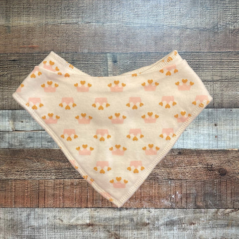 Baby Kiss Pink/Gold Heart Crown Bandana Bib