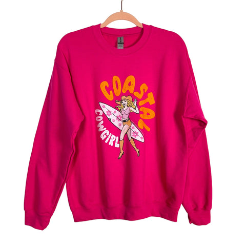 Gildan Hot Pink Coastal Cowgirl Sweatshirt- Size M