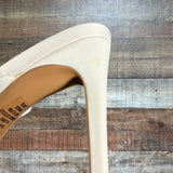 Express White Double Braided Leather Strap Stilettos- Size 9 (see notes)