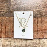 Brass 16" Letter "R" Initial Necklace (New in Bag)