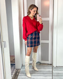 Cupshe Holiday Plaid High Waist Mini Skirt NWT- Size XS (sold out online)