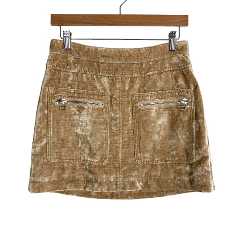 Free People Tan Velvet Front Zipper Skirt- Size 4