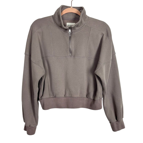 Abercrombie & Fitch Soft A&F Max Essentials Taupe Quarter Zip Sweatshirt - Size S (we have matching joggers)