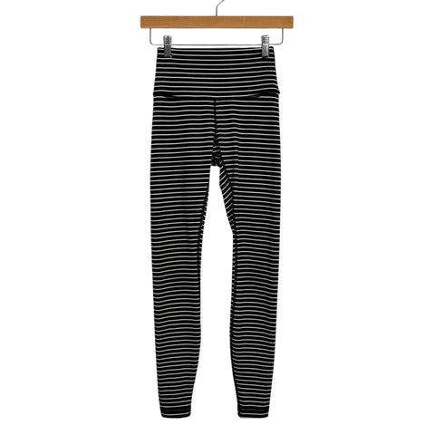 Lululemon Black/White Stripe Leggings - Size 4 (Inseam 26")