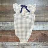 Minnow Blue Gingham with Back Ribbon Bow Ruffle Swimsuit- Size 2T (we have matching swimsuit)