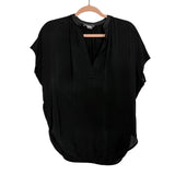Vince. Black Leather Trim Flowy Blouse- Size XXS
