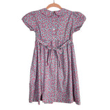 Question Everything Pink/Blue Floral Print with Back Tie Smocked Dress- Size 7-8Y