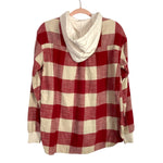 American Eagle Red Button Front Hooded Flannel NWT- Size XS