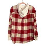 American Eagle Red Button Front Hooded Flannel NWT- Size XS