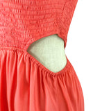 Anrabess Coral One Shoulder with Side Cut Out Smocked Midi Dress NWT- Size M