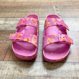 Scoop Double Strap Pink and Orange Slide Sandals- Size 7