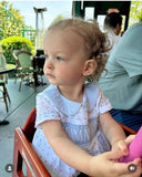 The Smocked Flamingo White and Blue Swiss Dot Smocked Mamas Boy Bubble- Size 18M